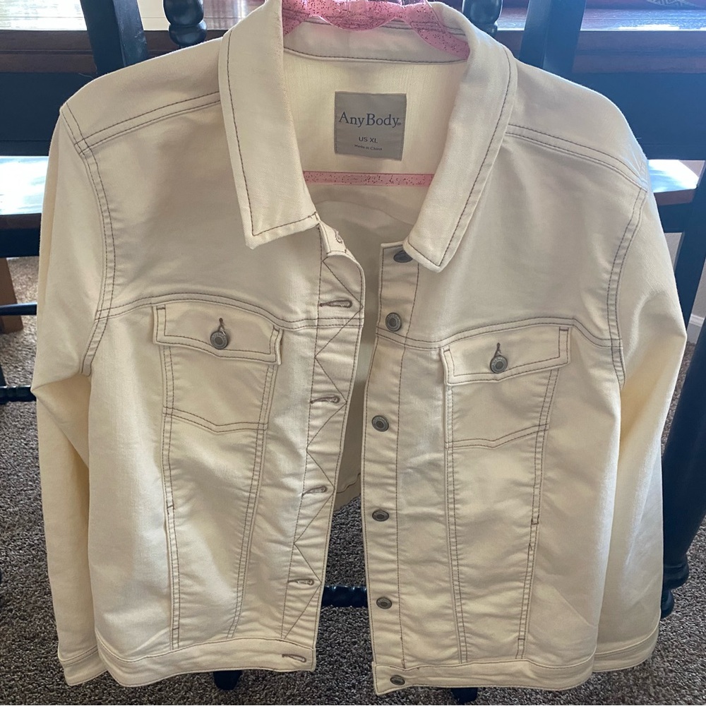 AnyBody Cream Jean Jacket Versatile Denim Style